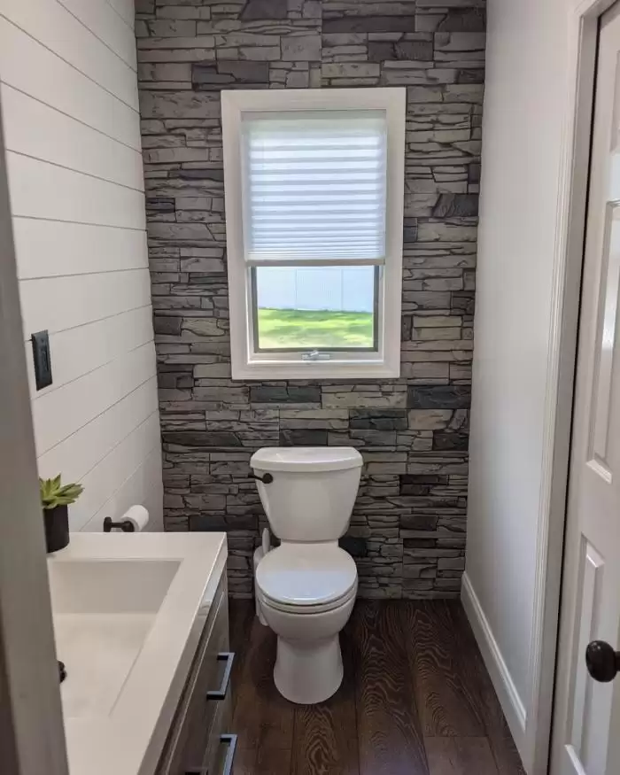 Transform your bathroom with a faux stone accent wall